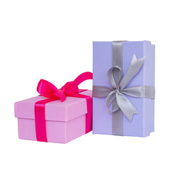 Two Gifts Pink And Blue Isolated On Transparent Background