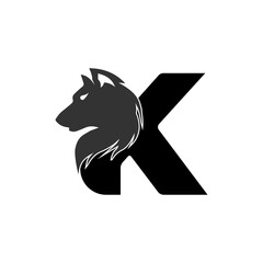 vector logo of letter K and wolf head