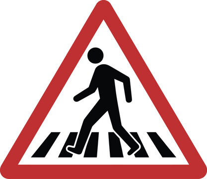 Pedestrian Crossing Ahead Warning Road Sign Vector