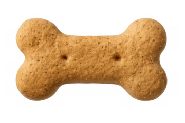 Dog biscuit bone treat for pets, isolated brown baked snack and food on transparent background