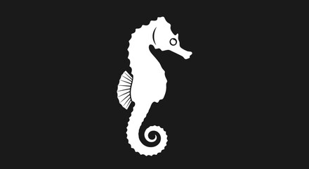 Elegant Seahorse Silhouette on Dark Background.