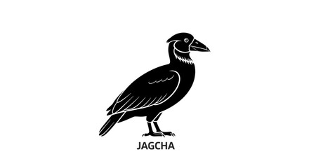 Jagcha Bird Silhouette A Striking Black and White Illustration.