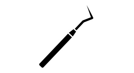 Simple black silhouette icon of a dental probe tool.