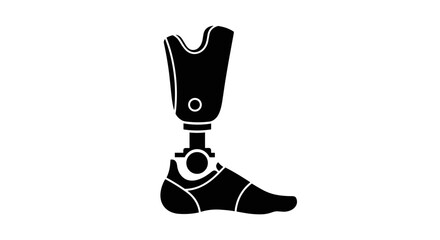 Simple Black Silhouette Icon of a Prosthetic Leg.