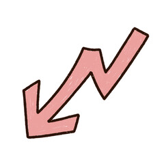 Hand-Drawn Arrow Pointing Downwards to the Left