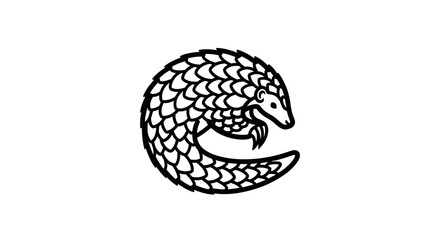 Stylized Pangolin Illustration Minimalist Black and White.