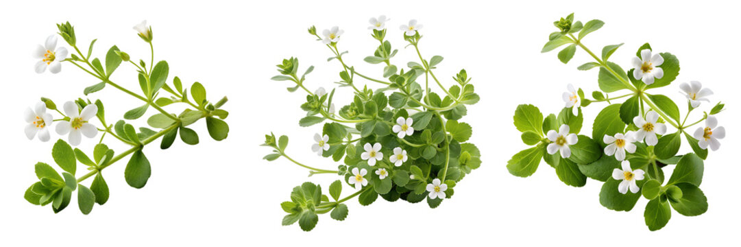 Set of natural bacopa a plant with flower isolated on a transparent background 
