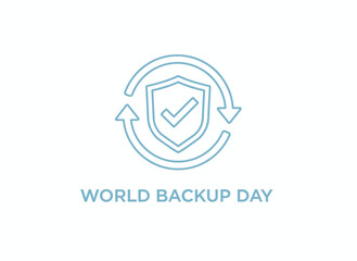 Vector illustration for World Backup Day showcasing cloud technology, business cloud server security, online storage backup, cloud computing, and remote backup services for computer data and storage