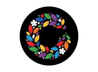 Rainbow floral design featuring the LGBTQ+ gender fluid symbol, adorned with flowers and leaves