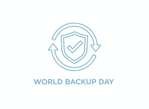 Vector illustration for World Backup Day showcasing cloud technology, business cloud server security, online storage backup, cloud computing, and remote backup services for computer data and storage