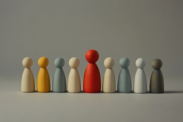 Photo of a group of wooden figures in different colors, each representing an individual team