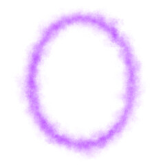 Violet smoky glowing oval shape with misty edges, frame on transparent background for mystical abstract or fantasy visuals