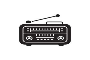 Retro Radio Receiver Icon - Black Glyph Vector