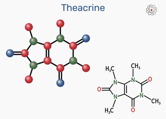 Theacrine molecule. Nutraceutical stimulant and nootropic for energy, focus and sports performance. Vector illustration