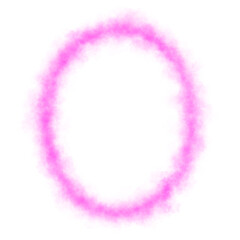 Pink smoky glowing oval shape with misty edges, frame on transparent background for mystical abstract or fantasy visuals