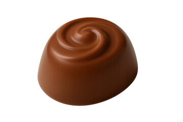 Delicious chocolate candy with swirl on transparent background
