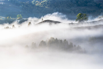 waterfall in the fog