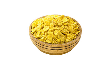 Flaked corn flour, made in Minas Gerais Brazil, isolated on white background