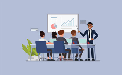 Corporate Employee Training Scene character vector illustration design.