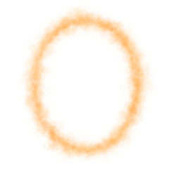 Orange smoky glowing oval shape with misty edges, frame on transparent background for mystical abstract or fantasy visuals