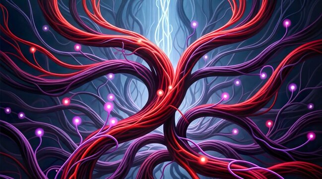 Interconnected neural pathways glowing with energy .