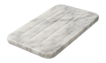 A marble serving board with grooves, perfect for elegant appetizers at dinner parties.