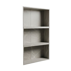 Empty gray tiled bathroom recessed shelving unit isolated illustration on transparent background