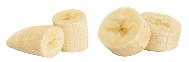 peeled banana isolated on white background