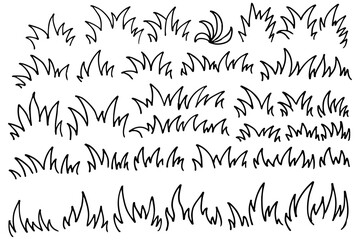 草の線画シルエット｜ミニマルな自然植物のベクターイラスト