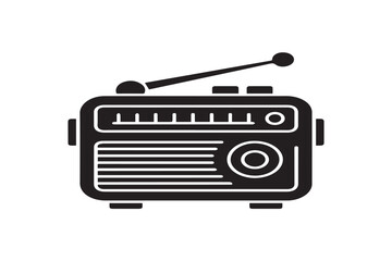 Bold Retro Transistor Radio Glyph Vector Icon