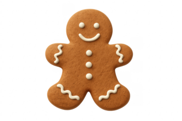 Gingerbread man cookie isolated on transparent background