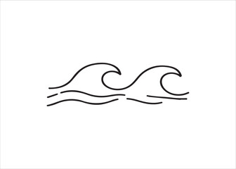 Obraz premium Stylized ocean wave vector icon, a continuous line drawing of sea surf on a clean white background