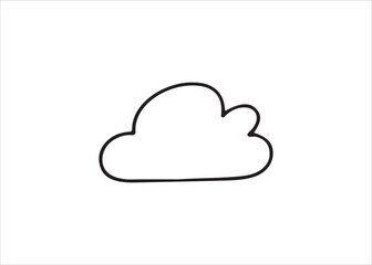 Fototapeta premium Simple hand-drawn cloud outline illustration on a white background, perfect for digital and print projects