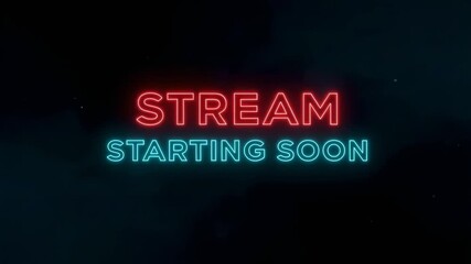 Stream starting soon neon text animation 
