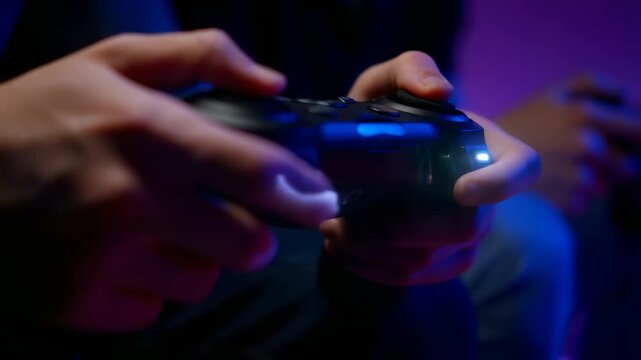 hands holding video game controller.