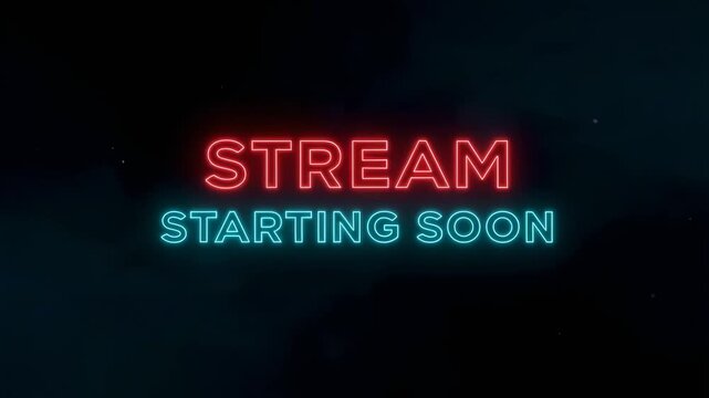 Stream starting soon neon text animation 