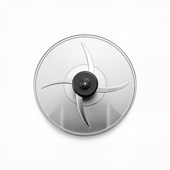 Stainless steel cooking lid with steam vent on white background  