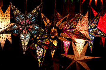 Colorful traditional Lanterns in Various Shapes Akash kandil (Diwali decorative lamps) Hang out...