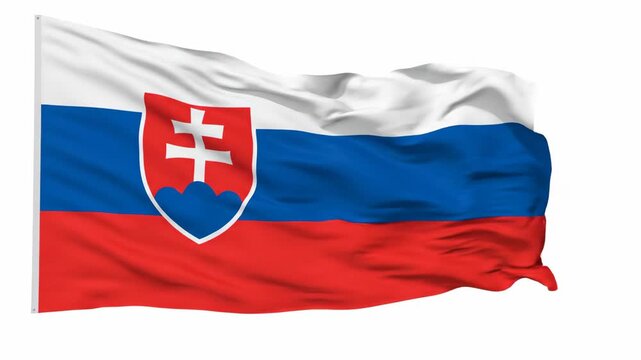 Waving Flag of Slovakia - This video shows a photorealistic video of the flag of Slovakia waving in the wind. The flag is isolated on a clean, white background.