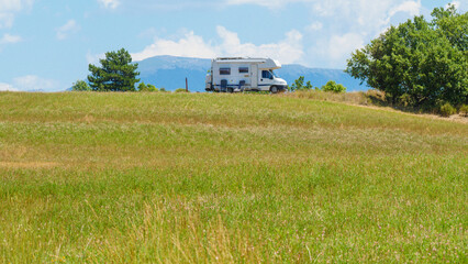 Rv camper camping on nature