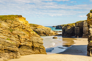 Ocean at low tide. Cathedrals Beach in Galicia Spain.