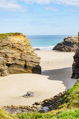 Ocean at low tide. Cathedrals Beach in Galicia Spain.