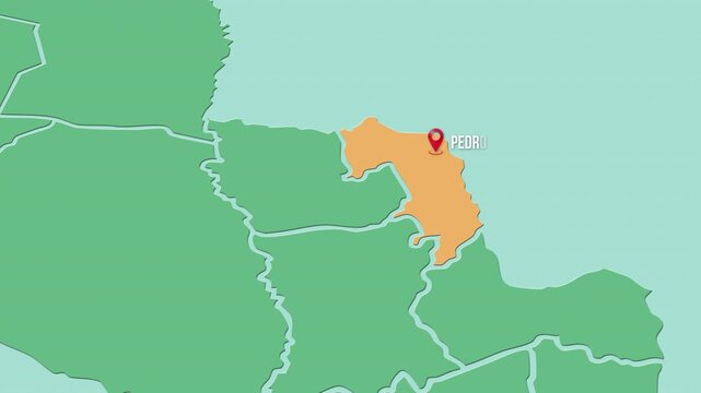 Mapa de Paraguay con división política resaltando el departamento Amambay con su capital Pedro Juan Caballero