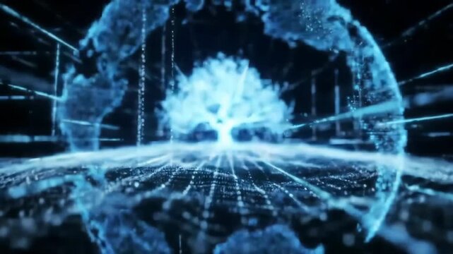 Digital tree of life concept, glowing in network, for business, technology or science use