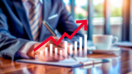 Global business growth analysis and asset investment chart Business and Finance, Up arrow economic chart, global economic trend analysis, Financial graph analysis on virtual screen.