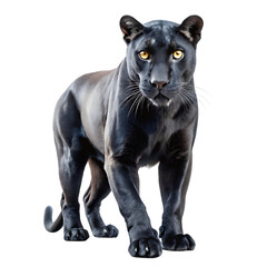 Fototapeta premium Black Panther, with Yellow Eyes, cutout, PNG isolated on transparent background