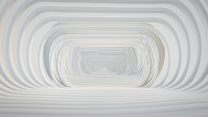 Fototapeta premium Futuristic White Tunnel with Layered Curves 3D render