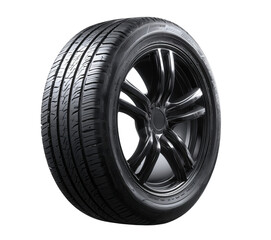 Car Tire with Black Alloy Wheel isolated on a transparent background