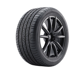 Fototapeta premium Car Tire with Black Alloy Wheel isolated on a transparent background 1