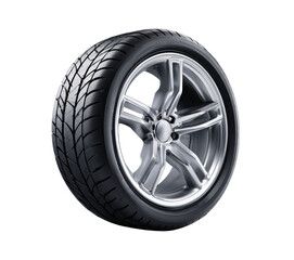 Obraz premium Car Tire and Alloy Wheel isolated on a transparent background
